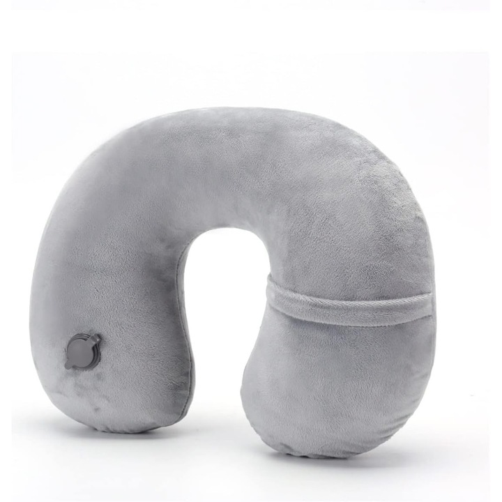 Pillow de calatorie Enforose, set cu masca de ochi 3D, suport U, usor de umflat, compact