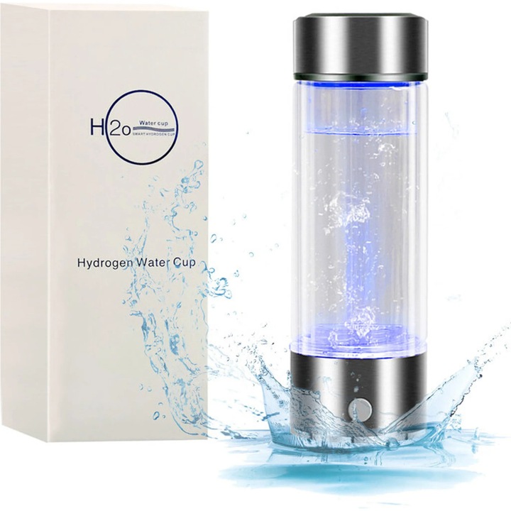 Sticla de apa cu hidrogen, Enforose, generator rapid, sticla din sticla borosilicata, 400 ml