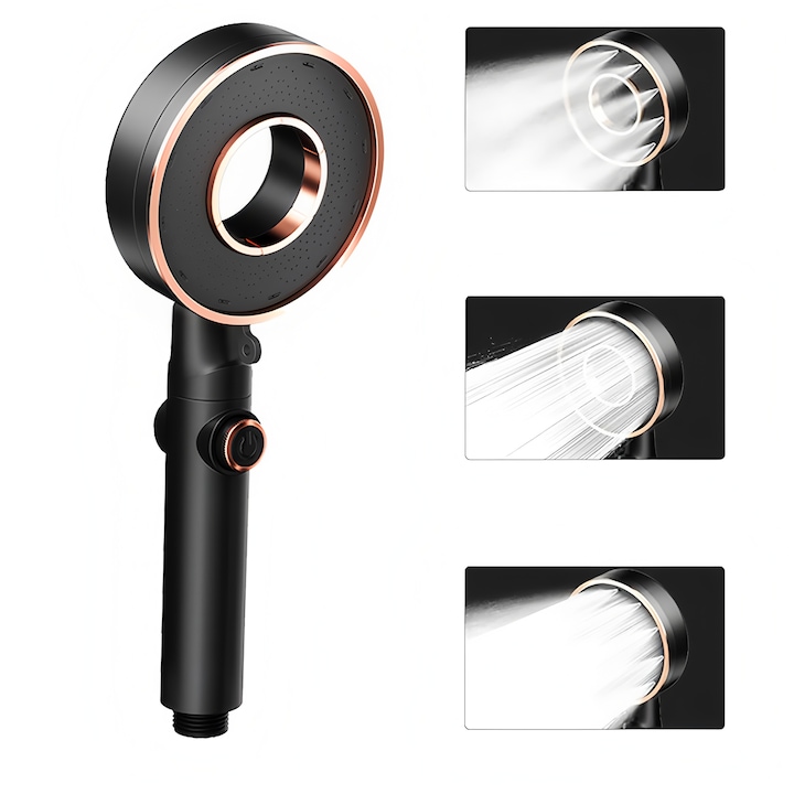 Para de dus BOMSTOM, 3 moduri de spray, economisire apa, negru