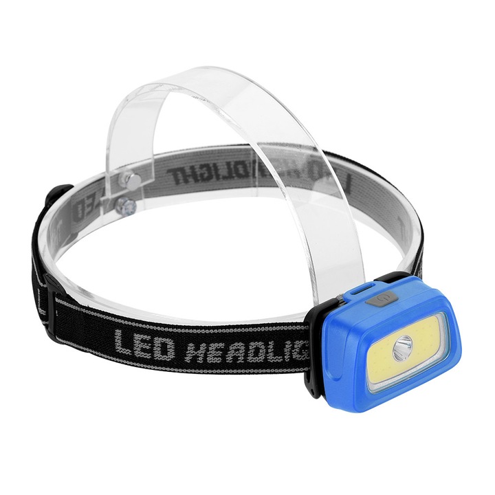 Lanterna frontala LED ZYBLSSBB LSM2xh1965-BCS0038101, COB + XPE, 160 lm, IPX6, alimentare 3xAAA, albastru, 6.6 x 4.6 x 3.5 cm