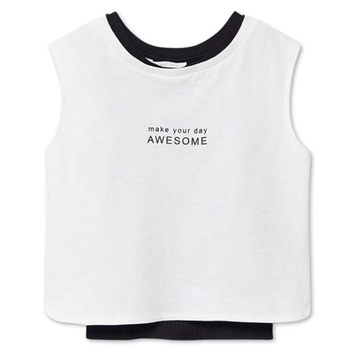 Tricou pentru copii, Mango, Bumbac, Alb/Negru, 116cm