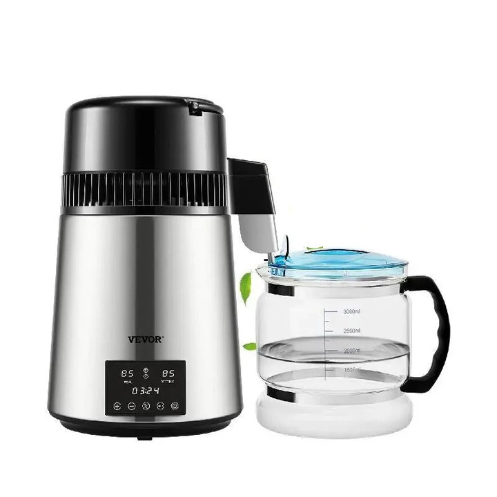 Distilator de apa, 4L, 1.5L/h, display dual temperatura, inox, argintiu