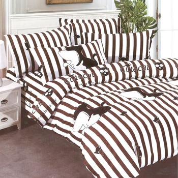 Lenjerie bumbac satinat Bica, 2 persoane, 4 piese, maro, JN058 Lenjerie bumbac satinat Bica, 2 persoane, 4 piese, maro, JN058