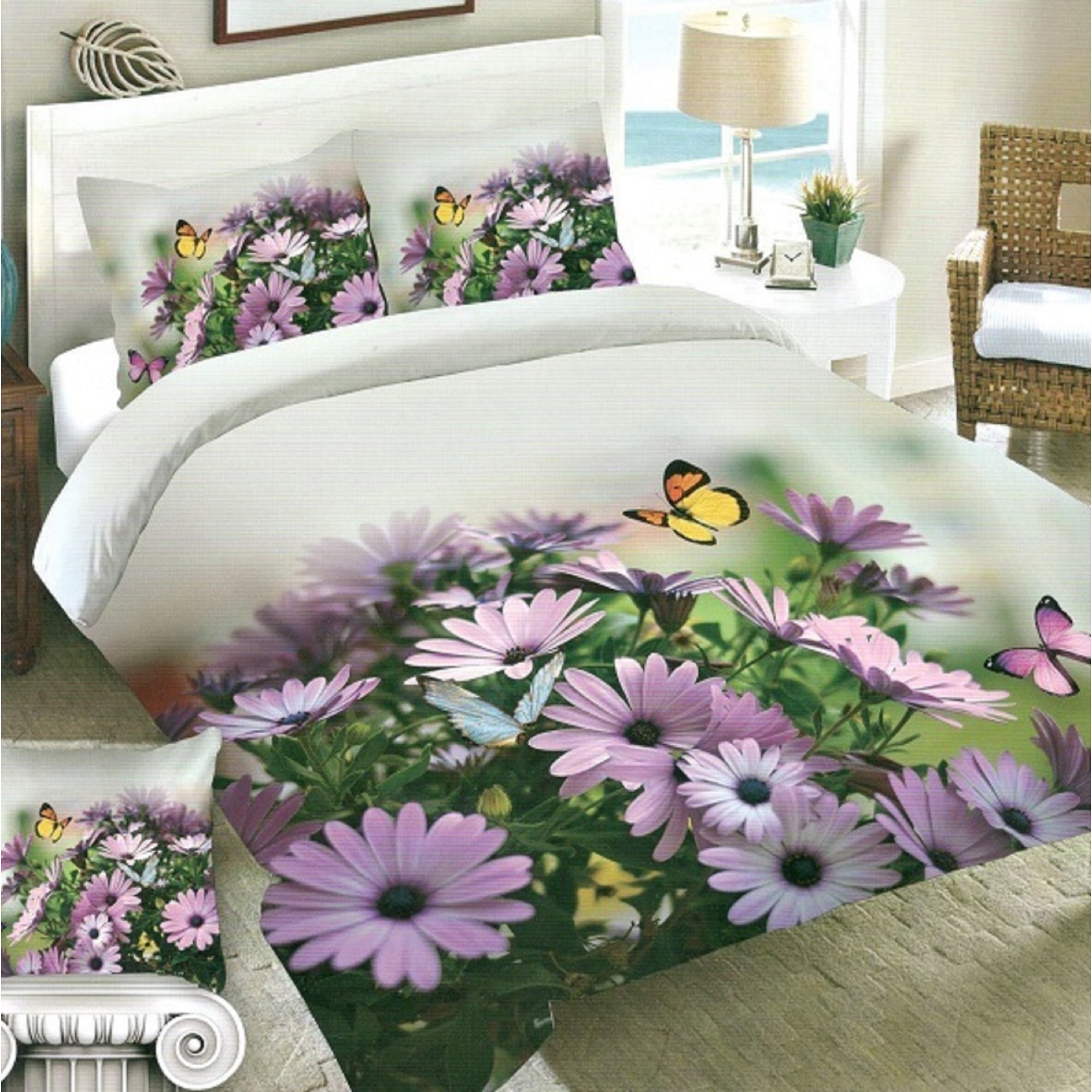 Lenjerie bumbac satinat 2 persoane, 4 piese, verde JN014