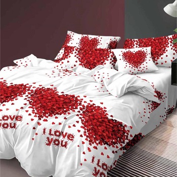 Lenjerie bumbac finet Rita, 2 persoane, 6 piese, roz, JN148 Lenjerie bumbac finet Rita, 2 persoane, 6 piese, roz, JN148