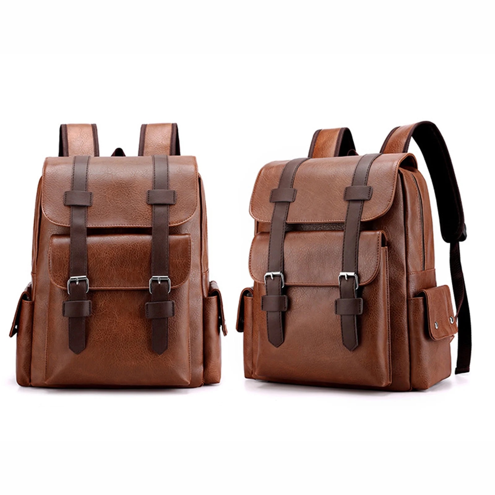 Rucsac laptop YANYXR piele maro 15.6 inch 38x33x12cm