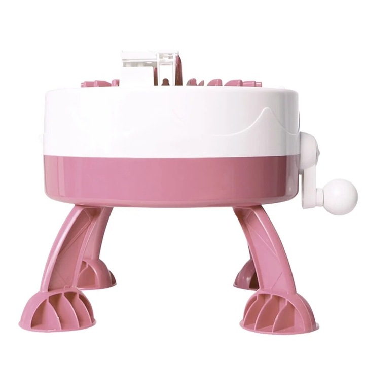 Машина за плетене, 22 игли, бяла и розова, 27x27x22,5 см, комплект с игла за шиене, държач за конец, 2 пакета вълна