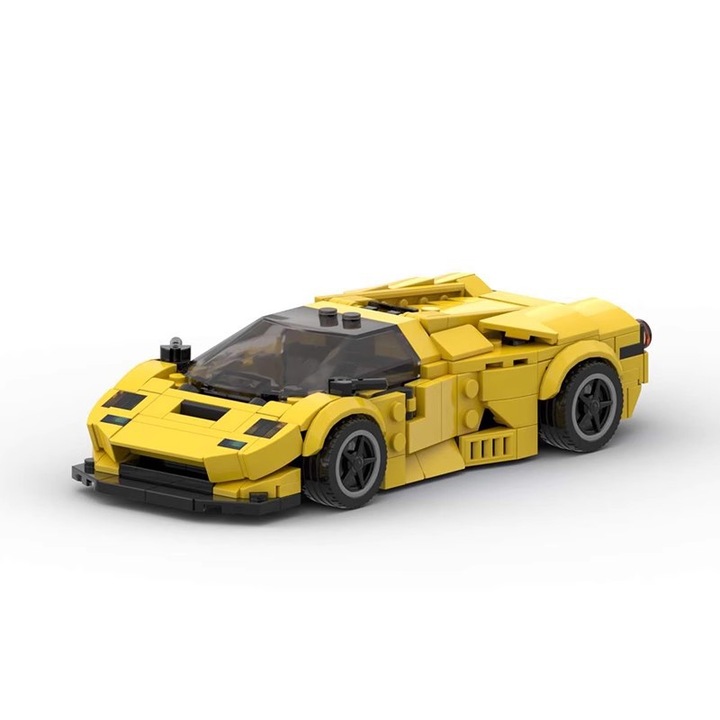 Innovium sárga Lamborghini GT építőkészlet, 389 darabos verseny szuperautó, valósághű sport dizájn, prémium ABS, 16,1 × 8,3 × 4,6 cm, 189 g, ideális szett autó- és mérnöki eszközök rajongóinak