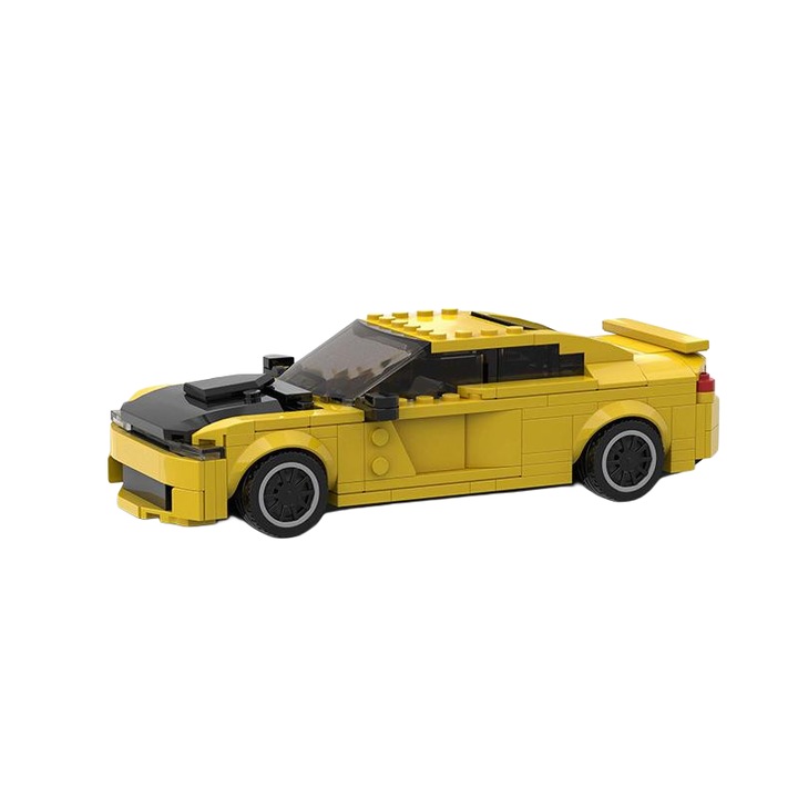 Challenger Hellcat Innovium autómodellező szett, sárga-fekete verseny szuperautó, 358 db-os, amerikai dizájn, prémium ABS, 17 × 8 × 5 cm, 210 g, ideális autórajongóknak és gyűjtőknek