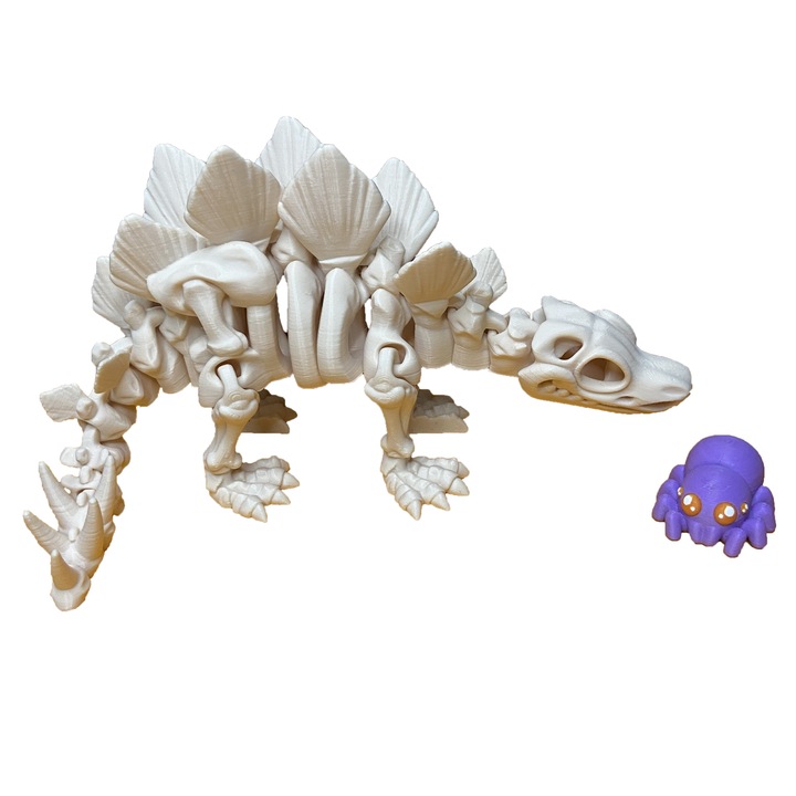 Jucarie Flexibila, Schelet Stegozaur cu mini-Ziglut, Dinozauri, Alb Os, 25 cm