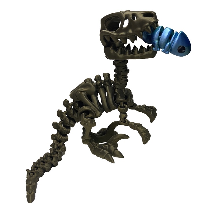 Jucarie Flexibila, Schelet Raptor cu mini-Ziglut, Dinozauri, Metalic, 25 cm