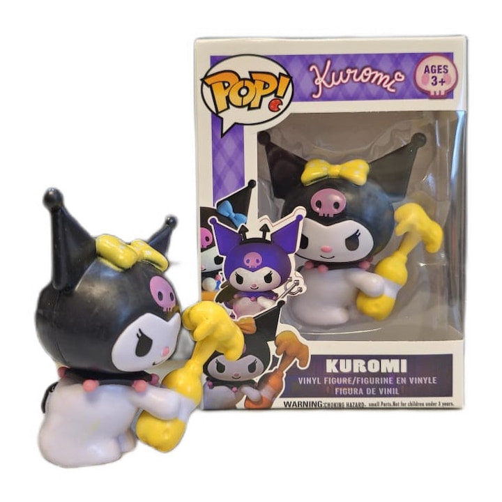 Фигурка Kuromi, ANGMAD, размер на фигурката: 7x5cm, изработена от пластмаса, без BPA, многоцветно бяло, минимална препоръчителна възраст 3+ години