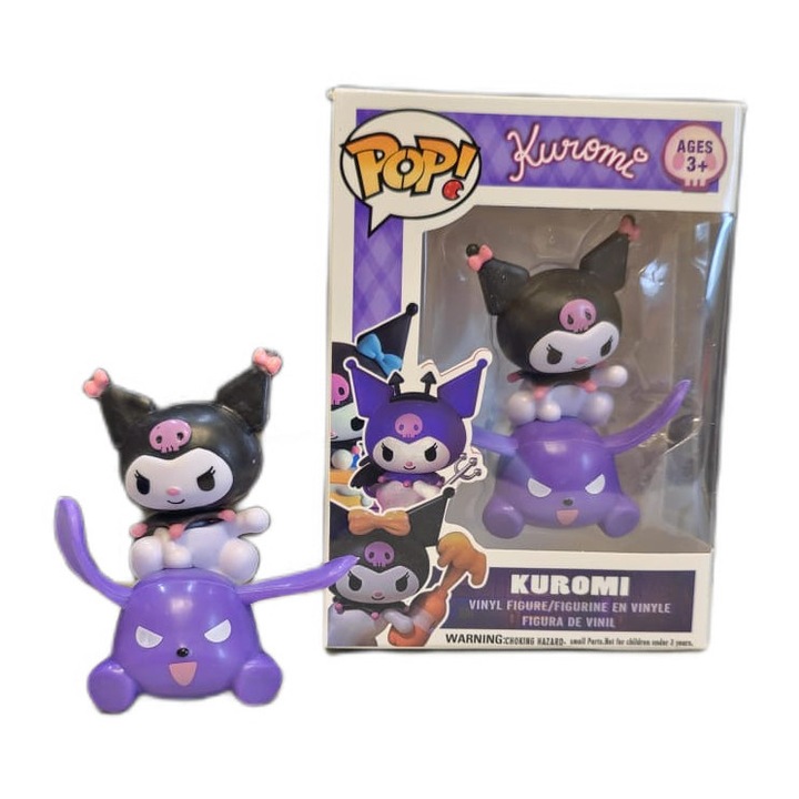 Фигурка Kuromi, ANGMAD, размер на фигурката: 7x5 см, изработена от пластмаса, без BPA, бяло-розово многоцветна, минимална препоръчителна възраст 3+ години