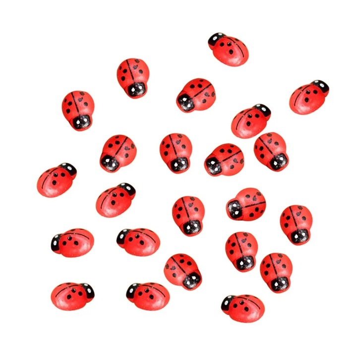 Set 10 figurine miniatura din rasina, buburuza rosie, decor gradina