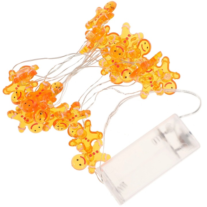 YANYXR BCS3561381 LED fényfüzér, 10 mézeskalács emberke LED, meleg fény, világosbarna, 1.2 m, 4.5V tápellátás (AA elemeket nem tartalmaz)