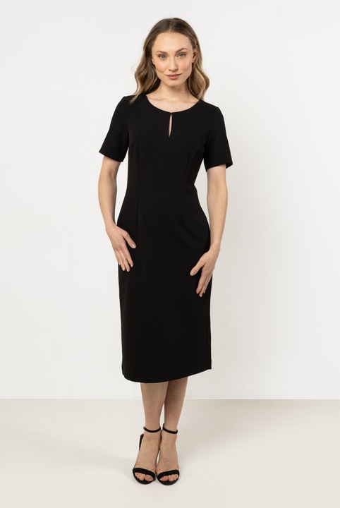 Rochie midi awama, neagra, poliester-elastan