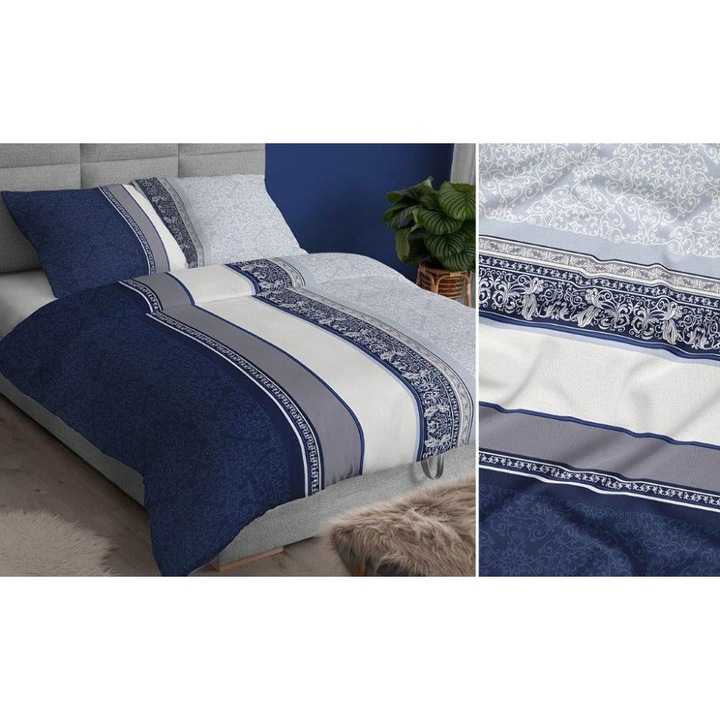 Fata de perna, Karo, 70x80cm, bumbac satinat, albastru inchis