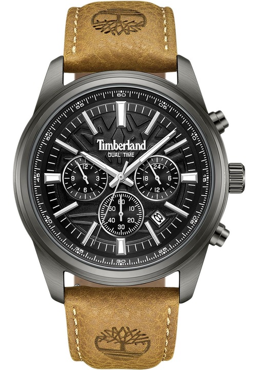 Ceas barbati Timberland Classic 45 mm, quartz, carcasa inox, curea piele maro, rezistent la apa 50m