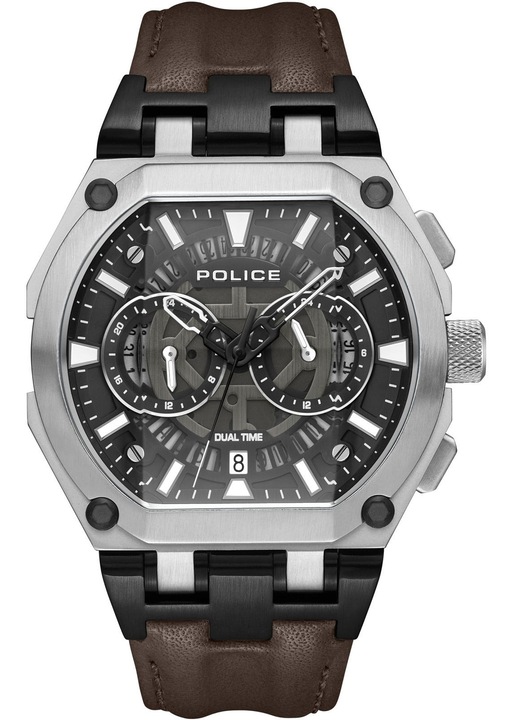 Ceas Police, pentru barbati, quartz, maro, 45mm