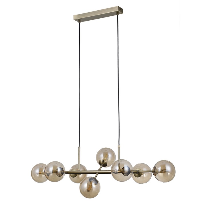 Lustra Italux ERIMIDA, bronz antic, sticla amber, 150x84x34cm