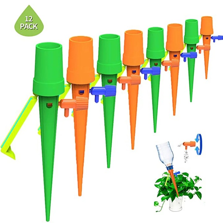 Sistem irigare picurare, YANYXR, 12 piese, plastic, portocaliu verde, 24x13x3.5cm
