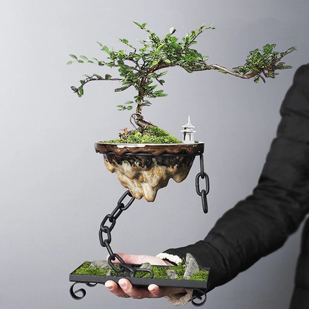 Bonsai cserp, kermia, ngyzet alak, 23x20.5x14.5cm, kr alak,  21x17.5x14cm, kszlet - eMAG.hu