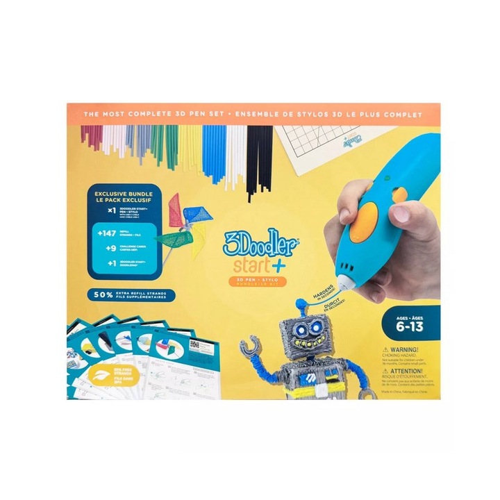 Creion 3D, 3Doodler Start Plus, set extins, turcoaz, 6 ani+
