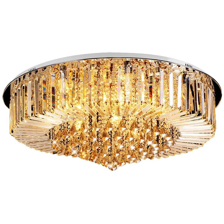 Модерна таванна лампа, 9 лампи, LED, таванен монтаж, 12W, златиста, 60x26см