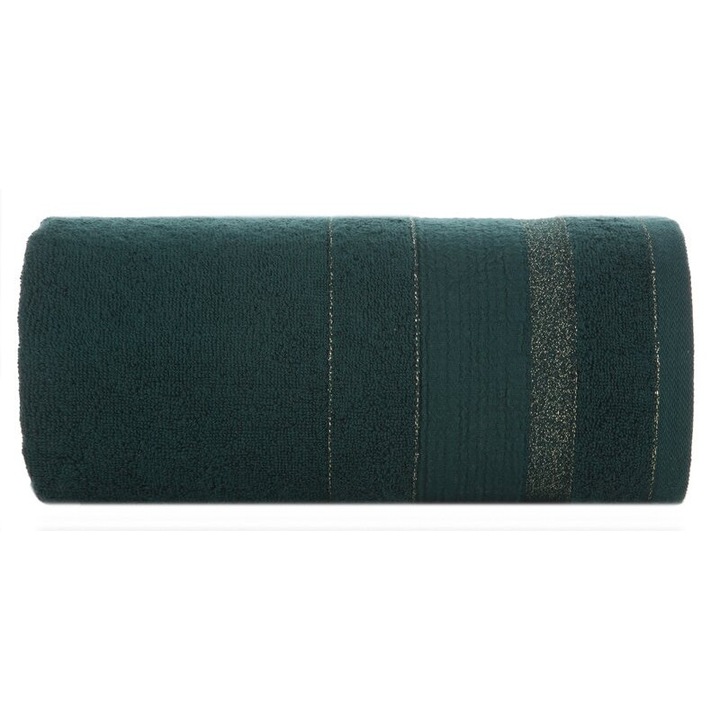 Prosop de baie Eurofirany April 09 50x90 cm, verde inchis, 500 g/m2, cu bordura jacquard