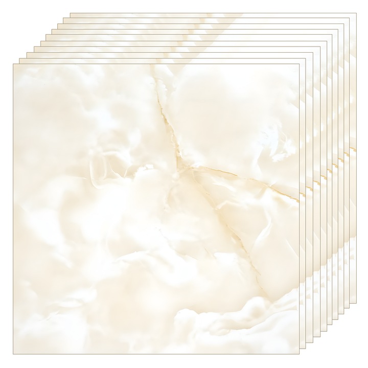 Комплект от 48 големи самозалепващи се мраморни подови плочки Teno®, площ на покритие 9,72 кв. м, за многократна употреба, силно лепило, незалепващо покритие, водоустойчиво покритие, модерен вид, 45 x 45 см, бежово