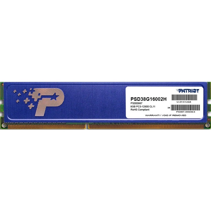 Памет Patriot Signature Line Heatspreader, 8GB DDR3, 1600MHz CL11