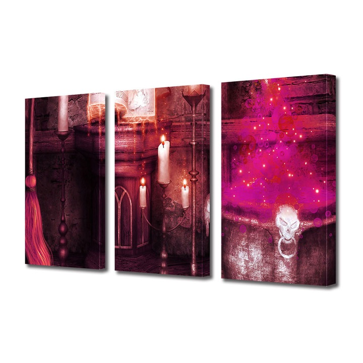 Set Tablouri Multicanvas 3 Piese Halloween Loc de magie Halloween, 100 x 210 cm