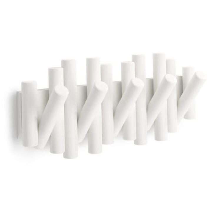 Cuier Umbra Picket, 5 carlige, alb, 16.5x38.1x4.4cm