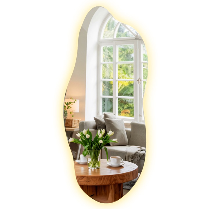 LED tükör, Wallfluent, 45x100 cm, dizájnos, meleg fény, 010390550282500000000