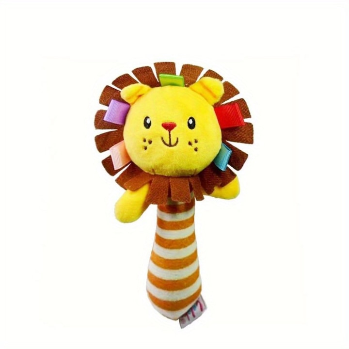 Állatos csörgő játék, multifunkcionális, érzékszervi stimuláció, 0-3 éves korig, ultrapuha anyagból