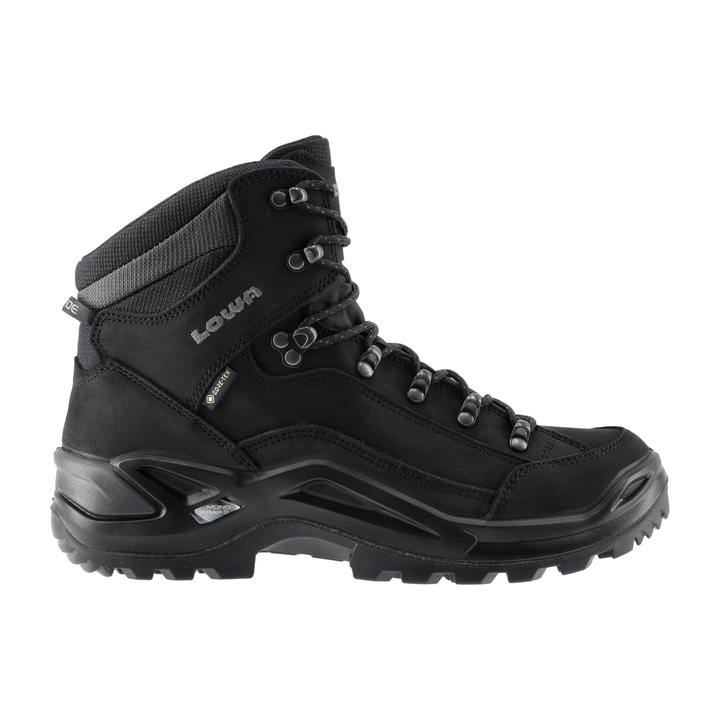 Ghete trekking barbati Lowa Renegade GTX, impermeabil, poliuretan/piele nabuc, negru, 45-46 EU