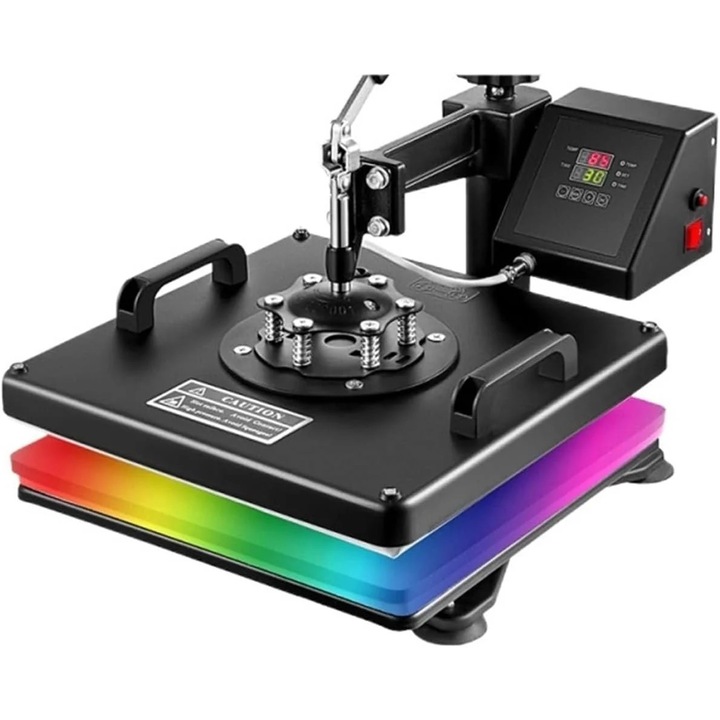 Термопреса, 6 в 1, 1250 W, регулируема плоча, черна