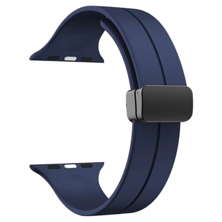 Kék szilikon mágneses szíj, kompatibilis Apple Watch 1/2/3/4/5/6/7/8/9/10 46mm/SE/ULTRA, 42/44/45/46/49mm