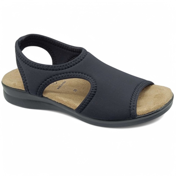Papuci de casa Sanital Flex, Dr. Orto slip-on, piele naturala, antiderapant, negru, 36 EU