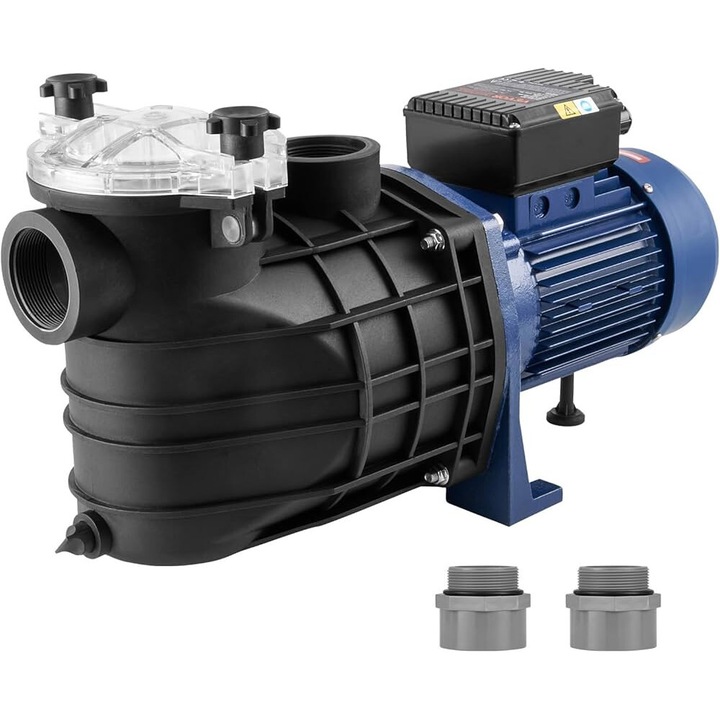 Филтърна помпа за басейн VEVOR, 2.5 к.с., 120 галона в минута, 15 м, черна
