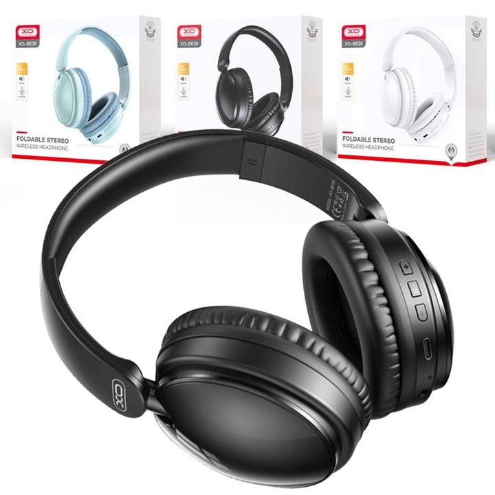 Vezeték nélküli fejhallgató XO (BE36), Vezeték nélküli, Over Ear, BT 5.0, 180 óra készenlét, Gaming, Kristálytiszta, Fekete