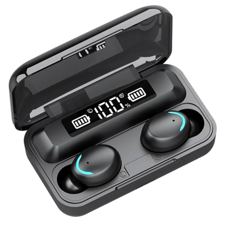 Casti bluetooth F9-5C, inteligente, Bluetooth 5.0, compatibilitate universala, IOS + Android, Latenta 38 ms, Sunet 8D Surround, Autonomie extinsa, culoare alb F9-5C, inteligente, Bluetooth 5.0, compatibilitate universala, IOS + Android, Latenta 38 ms, Sun