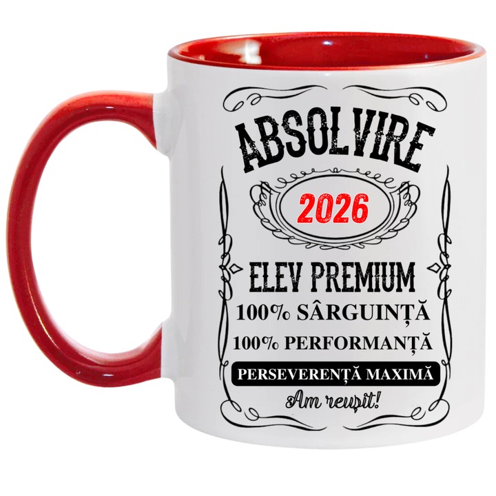 Cana personalizata - cadou absolvire, elev premium, absolvent, rosie, 330 ml