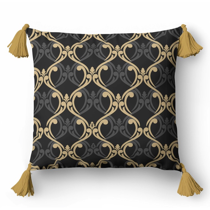 Fata de perna 45x45 5402 A ornamente negre galbene grafit Panama 58