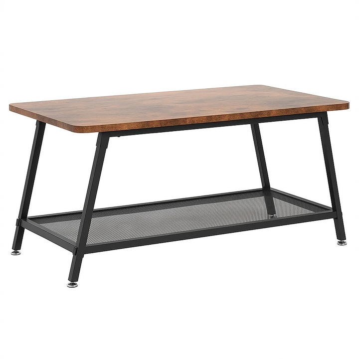 Холна маса, 2 нива, индустриален дизайн, кафява, 100x50x46см