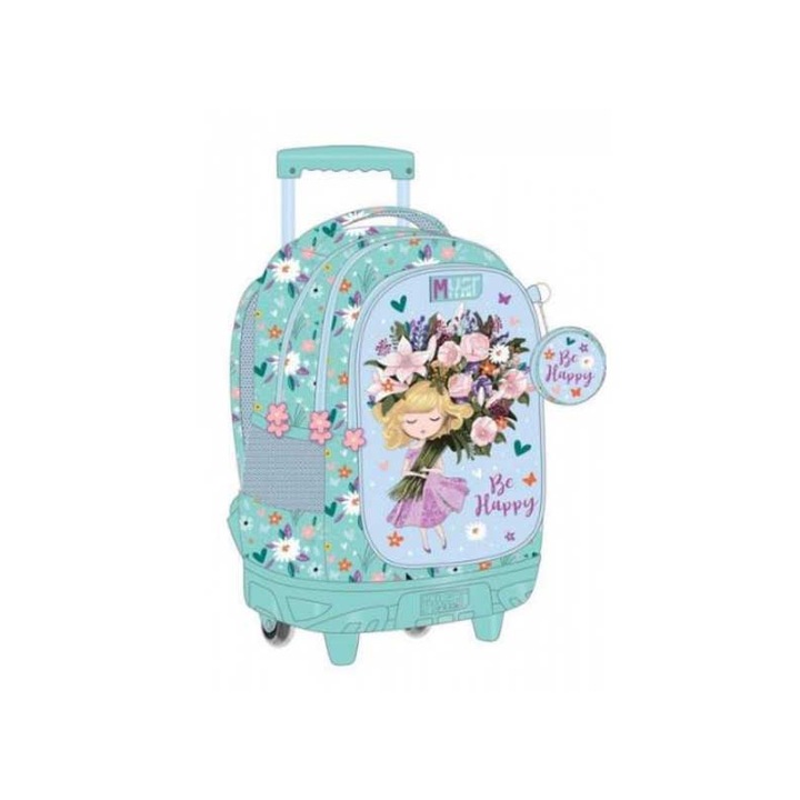 Ghiozdan scolar cu 3 compartimente, Poliester, 30L, 34x20x44 cm, Multicolor