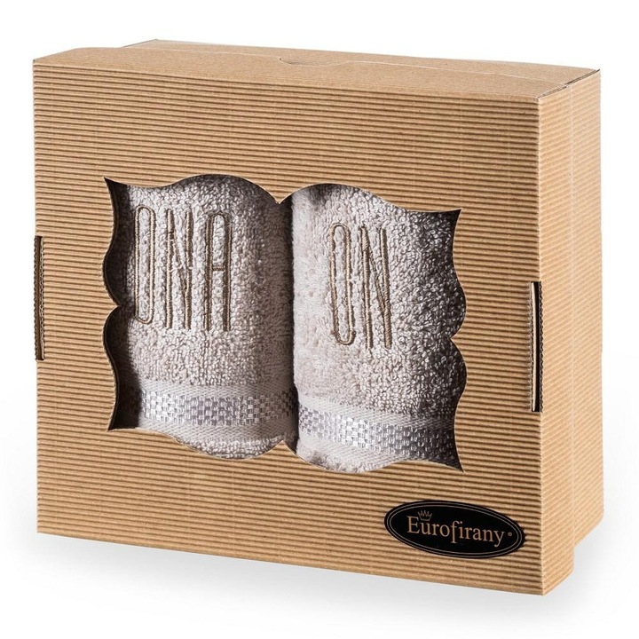 Комплект кърпи Eurofirany Abbie 2 части 50x90см, памук 500гр/м2, бежов