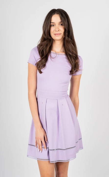 Rochie Patrizia Pepe, talie decupata, tiv evazat, viscoza, violet, 40 EU