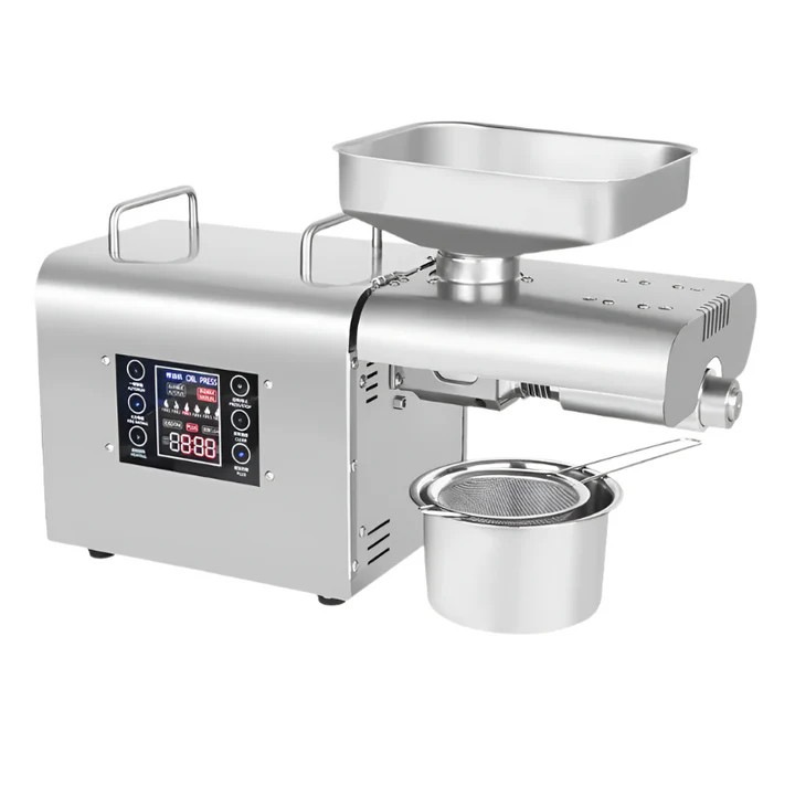 Автоматична преса за масло, компактна, неръждаема стомана, бяла, 30x20x25см, капацитет 1-2 кг/ч