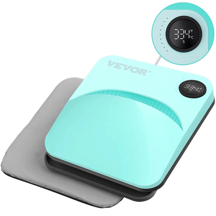 Термопреса, 9x9 инча, цифров дисплей, равномерно нагряване, автоматично изключване за безопасност